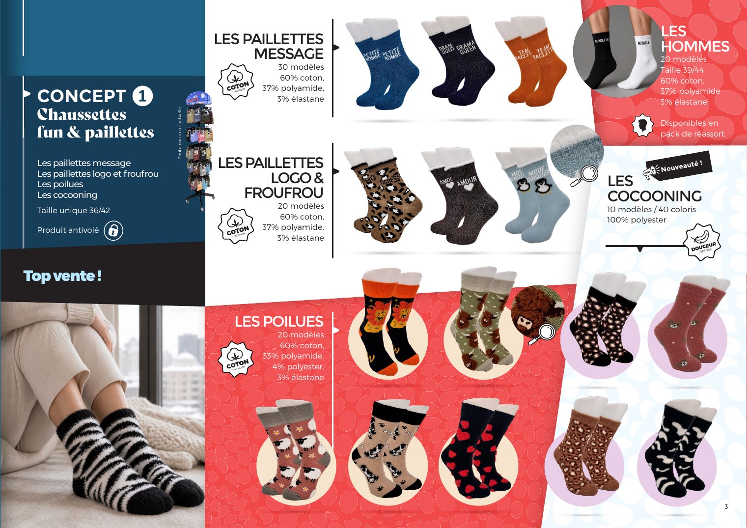 Chaussettes fun et paillettes